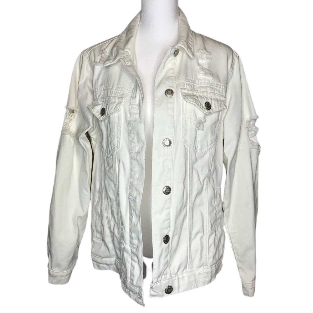 Wax Jeans Thrashed‎ White Jean Jacket